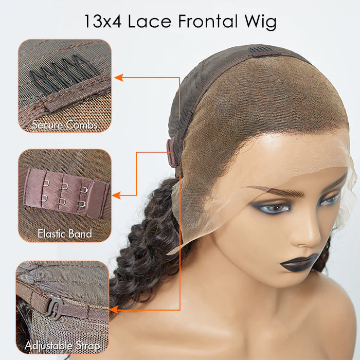 200% Density 13x4 Full Frontal Lace Wig Deep Wave